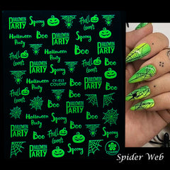 Halloween Skull Pumpkin Tree Funny Adhesive Nail Stickers