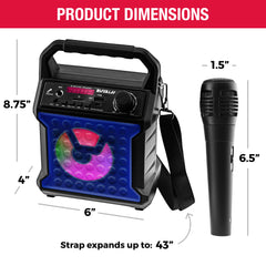 Risebass Portable Karaoke Machine with Microphone - Home Karaoke System with Party Lights for Kids and Adults - Rechargeable USB Speaker Set with FM Radio, SD/TF Card Support, and AUX-in