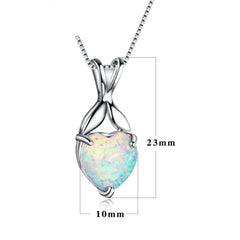 White Fire Opal Heart Pendants