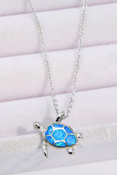 Opal Turtle Pendant Chain-Link Necklace