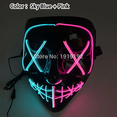 Halloween Carnival Party Costume Decoration Luminous LED Mask Halloween Mask LED Maske Light Up Party Masks for Glow Party