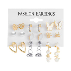 Gold Sequin Drop Earrings Set