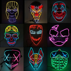 Halloween Carnival Party Costume Decoration Luminous LED Mask Halloween Mask LED Maske Light Up Party Masks for Glow Party