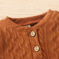 Lioraitiin 0-24M Baby Girl Romper Tops Pants Suit Newborn Infant Long Sleeve Round Neck Button Sweater Knitting Trousers