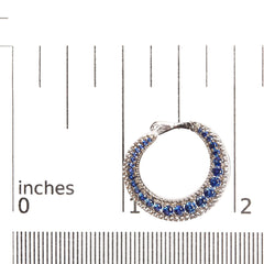 .925 Sterling Silver 2 3/4 Cttw Created Blue Sapphire Crescent Moon Disc Style Hoop Earrings - AAA Quality