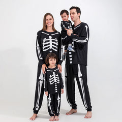 2022 Halloween Skeleton Print Long Sleeve Family Matching Pajamas Set Adult Kids Family Sleepwear Party Clothes Family Sets