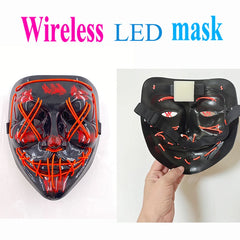 Halloween LED Purge Neon Light Up Mask Costumes Cosplay Mask With LED Gloves Women Men Halloween Decor Full Face Glowing  Mask