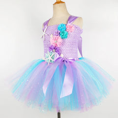 Princess Mermaid Dress for Girls LED Light Up Ocean Themed Birthday Party Tutu Dress Clothes Halloween Costume for Kids Vestidos