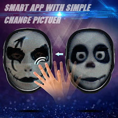 Bluetooth APP Control Smart Carnival Led Face Masks Display Led Light Up Mask Programmable Change Face DIY Photoes for Halloween