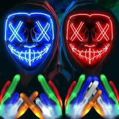 Cool Halloween Glow Up Mask LED Lighting Half Face Mask Novelty Gift Neon Luminous Mask Masque Costume Supplies