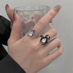 Creative Gothic Black Spider Animal Rings Funny Halloween Party Octopus Wizard Hat Ghost Pumpkins Finger Rings Halloween Jewelry