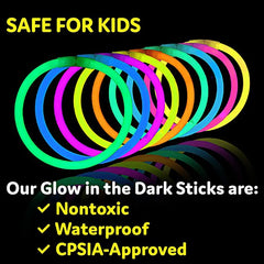 Party Sticks Glow Sticks Party Supplies 100pcs Glow in the Dark Light Up Stick Glow Party Decorations Bracelets with Connectors