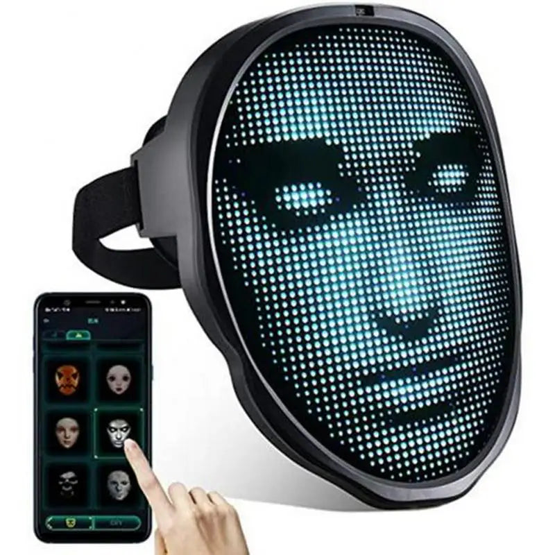 Bluetooth APP Control Smart Carnival Led Face Masks Display Led Light Up Mask Programmable Change Face DIY Photoes for Halloween