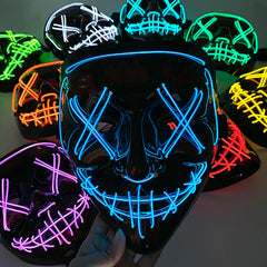 Luminous Led Purge Face Mask Glowing Masks Halloween Costume Props Neon Light Up Mask Costume Cosplay Decoration