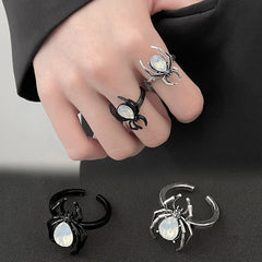 Creative Gothic Black Spider Animal Rings Funny Halloween Party Octopus Wizard Hat Ghost Pumpkins Finger Rings Halloween Jewelry