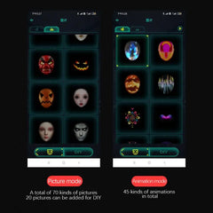 Bluetooth APP Control Smart Carnival Led Face Masks Display Led Light Up Mask Programmable Change Face DIY Photoes for Halloween