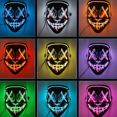 Halloween Glowing Face Mask Light Up Japanese Anime Fox Mask Luminous LED Mask Game Theme Mask Cosplay Supplies