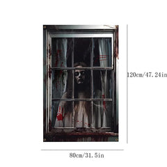 1pcs Halloween Ghost Curtain Halloween Window Cover Halloween Window Poster Decorations For Indoor Outdoor Party Decor