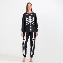 2022 Halloween Skeleton Print Long Sleeve Family Matching Pajamas Set Adult Kids Family Sleepwear Party Clothes Family Sets