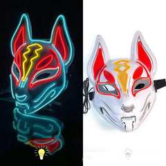 Hot Sale Halloween Glowing Face Mask LED Fox Mask For Men Women Game Theme Mask Cosplay Party Carnival Costume Half Face Mask