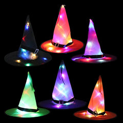 New 1PC LED Lights Witch Hats Halloween Costume Cosplay Props Outdoor Tree Hanging Ornament  Party Decor Halloween Decoration