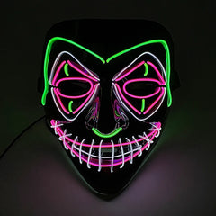 Luminous Led Purge Face Mask Glowing Masks Halloween Costume Props Neon Light Up Mask Costume Cosplay Decoration