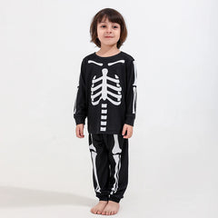 2022 Halloween Skeleton Print Long Sleeve Family Matching Pajamas Set Adult Kids Family Sleepwear Party Clothes Family Sets