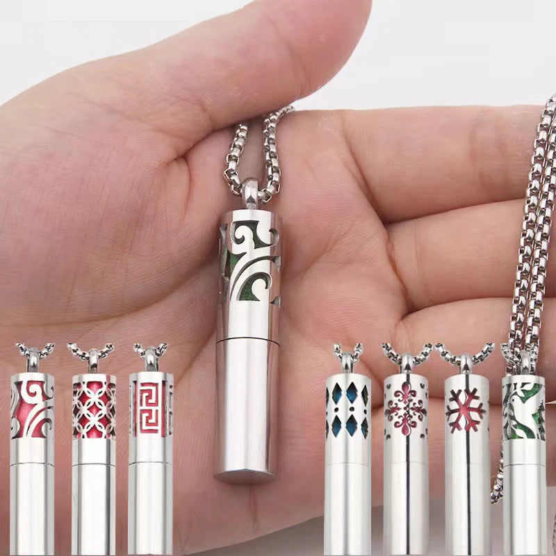 Long Strip Stainless Steel Aromatherapy Necklace Perfume Diffuser Essential Oil Diffuser Pendant Necklace Jewelry Accessories