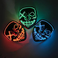 Luminous Led Purge Face Mask Glowing Masks Halloween Costume Props Neon Light Up Mask Costume Cosplay Decoration