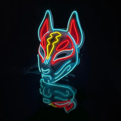 Hot Sale Halloween Glowing Face Mask LED Fox Mask For Men Women Game Theme Mask Cosplay Party Carnival Costume Half Face Mask