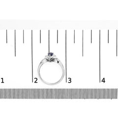 .925 Sterling Silver 6x4mm Pear Sapphire Gemstone with Diamond Accent Fashion Halo Ring (H-I Color, SI1-SI2 Clarity)