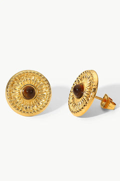 18K Gold Plated Round Stud Earrings