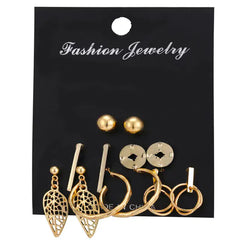 Gold Sequin Drop Earrings Set