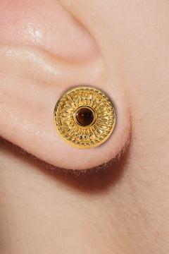 18K Gold Plated Round Stud Earrings