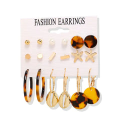 Gold Sequin Drop Earrings Set