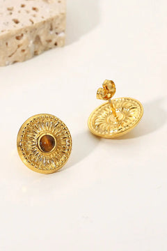 18K Gold Plated Round Stud Earrings