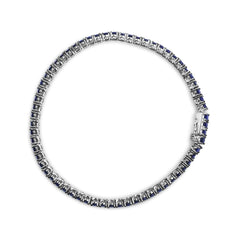 .925 Sterling Silver 5 3/4 Cttw Round Created Blue Sapphire Tennis Bracelet - 7.25" Inches